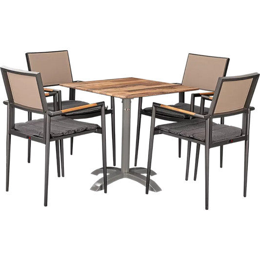 Set Kronos anthrazit und Tisch Norway maple 70x70 cm
