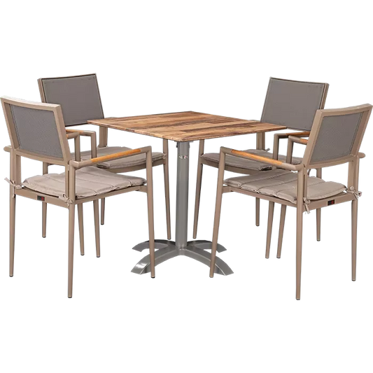 Set Kronos beige und Tisch Norway maple 70x70 cm