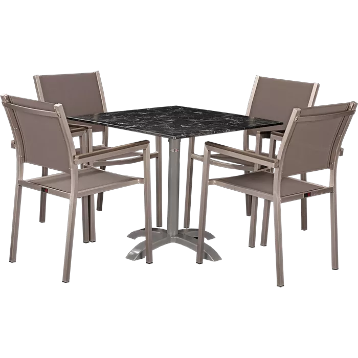 Set Sedna und Tisch Nero marble 80x80 cm