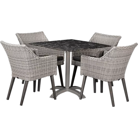 Set Oberon und Tisch Nero marble 80x80 cm