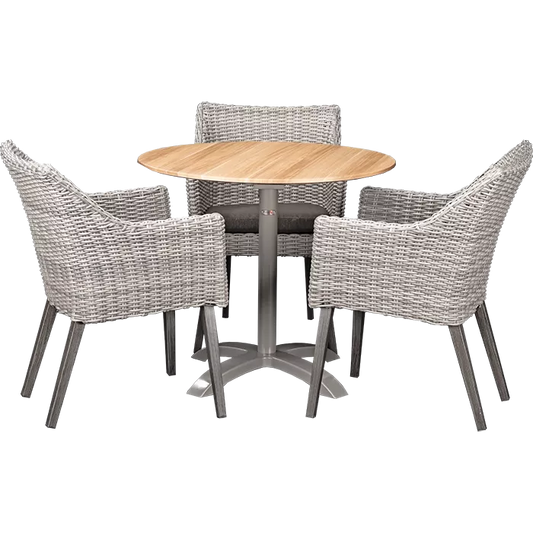 Set Oberon und Tisch Acacia rund 80 cm