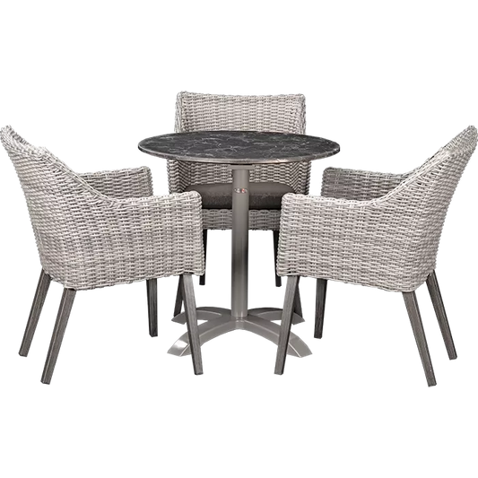 Set Oberon und Tisch Nero marble rund 70 cm