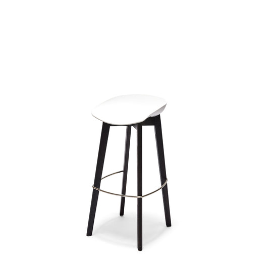 Barhocker Keeve weiss dunkelbraun niedrig